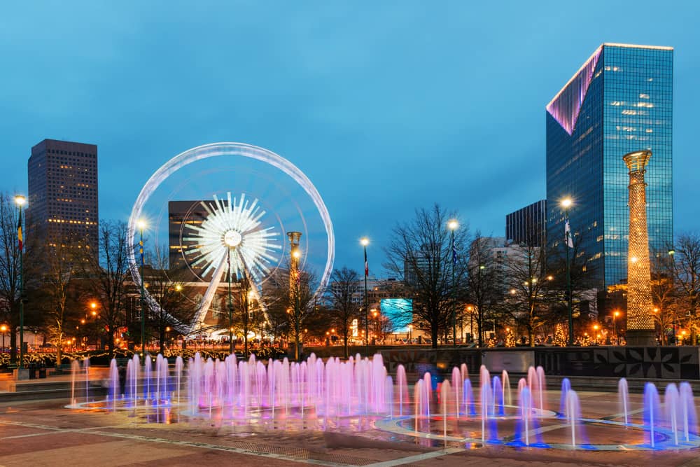 The Fountain of Rings in Centennial Olympic Park is a fun free thing to do with kids in Atlanta