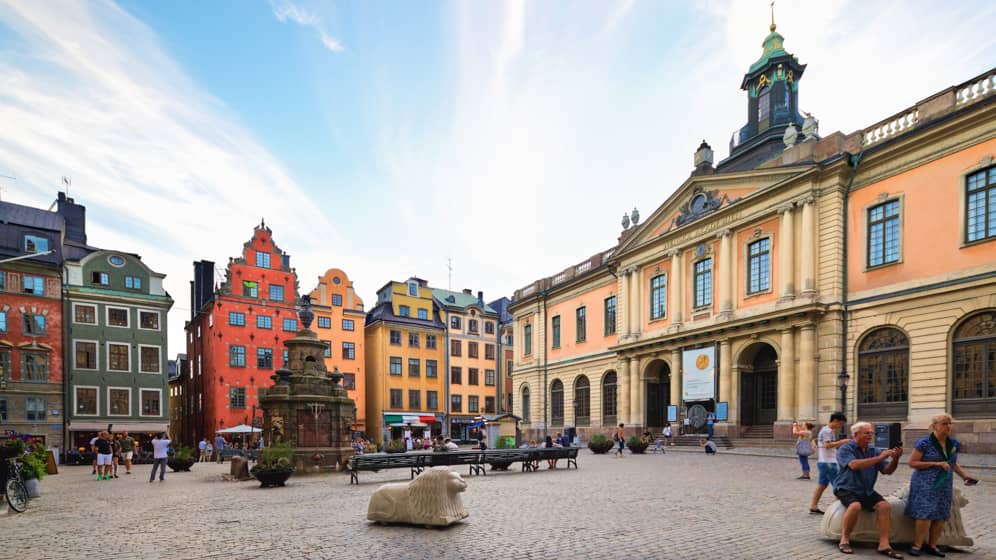 popular sightseeing destination the colorful stortorget central square of stockholm